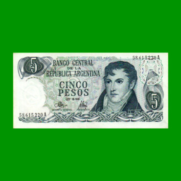 PESOS LEY 18.188 $5,00, BOT 2325, AÑO 1973, ESTADO EXCELENTE.-