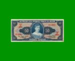 BILLETE DE BRASIL 50 CRUZEIROS, PICK 169, AÑO 1961, ESTADO EXCELENTE.-