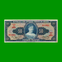 BILLETE DE BRASIL 50 CRUZEIROS, PICK 169, AÑO 1961, ESTADO EXCELENTE.-
