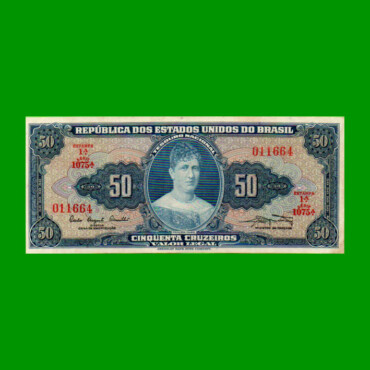 BILLETE DE BRASIL 50 CRUZEIROS, PICK 169, AÑO 1961, ESTADO EXCELENTE.-