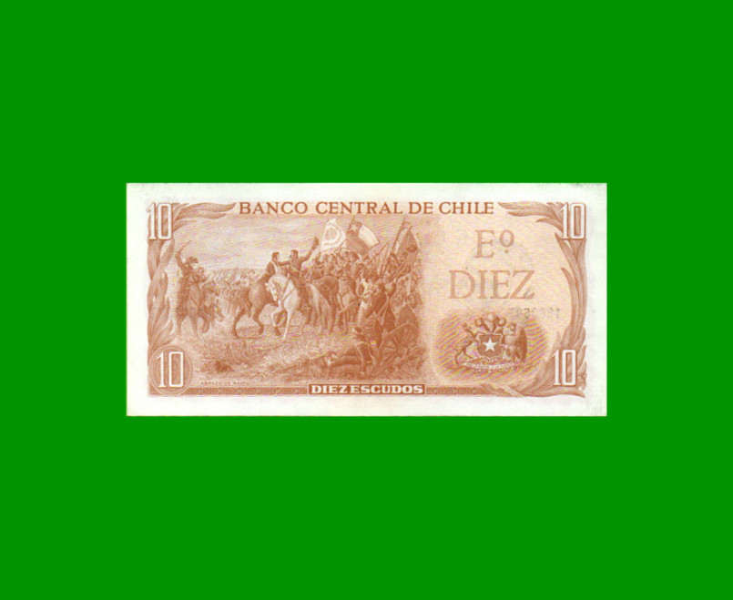 BILLETE DE CHILE 10 ESCUDOS, PICK 143, AÑO 1973/75, ESTADO SIN CIRCULAR.- - Imagen 2