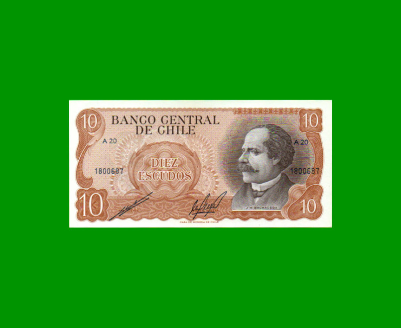 BILLETE DE CHILE 10 ESCUDOS, PICK 143, AÑO 1973/75, ESTADO SIN CIRCULAR.-