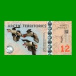 BILLETE DE TERRITORIOS ARTICOS 12 DOLARES POLARES, SPECIMEN, POLYMERO FANTASIA, AÑO 2014, ESTADO SIN CIRCULAR.-