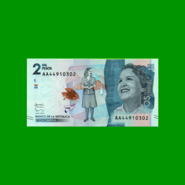 BILLETE DE COLOMBIA $ 2.000,00, PICK NEW, AÑO 2015, ESTADO SIN CIRCULAR.-