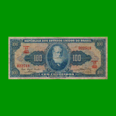 BILLETE DE BRASIL 100 CRUZEIROS, PICK 170a, AÑO 1961, ESTADO BUENO.-