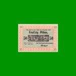 BILLETE DE ALEMANIA NOTGELD CIUDAD DE RUHLA 50 CENTAVOS, M. M. 1153.2, ESTADO EXCELENTE.-