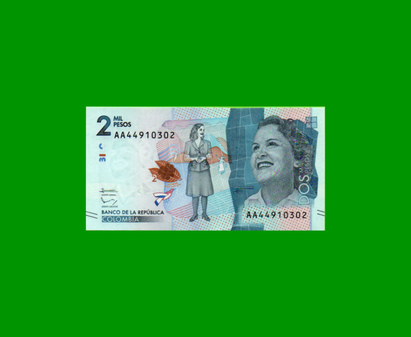 BILLETE DE COLOMBIA $ 2.000,00, PICK NEW, AÑO 2015, ESTADO SIN CIRCULAR.-