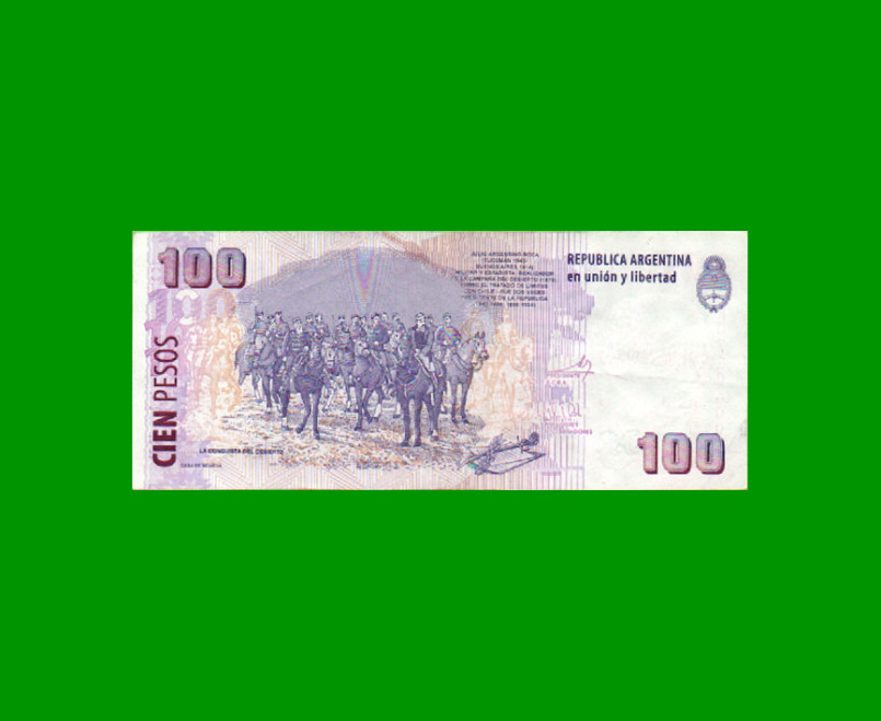 REPOSICION BILLETE CONVERTIBLE SEGUNDO DISEÑO $ 100,00, BOT 3765, ESTADO MUY BUENO+ .- - Imagen 2