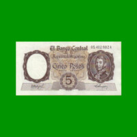 MONEDA NACIONAL $ 5,00, BOT 1919, AÑO 1960, ESTADO EXCELENTE+ .-