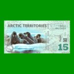 BILLETE DE TERRITORIOS ARTICOS 15 DOLARES POLARES, SPECIMEN, POLYMERO FANTASIA, AÑO 2011, ESTADO SIN CIRCULAR.-