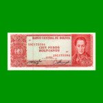 BILLETE DE BOLIVIA 100 PESOS BOLIVIANOS, PICK 164A, AÑO 1962, ESTADO SIN CIRCULAR.-