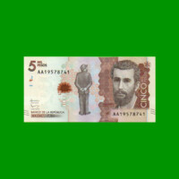 BILLETE DE COLOMBIA $ 5.000,00, PICK NEW, AÑO 2015, ESTADO SIN CIRCULAR.-