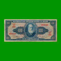 BILLETE DE BRASIL 100 CRUZEIROS, PICK 170b, AÑO 1964, ESTADO BUENO+ .-