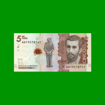 BILLETE DE COLOMBIA $ 5.000,00, PICK NEW, AÑO 2015, ESTADO SIN CIRCULAR.-