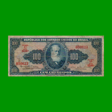 BILLETE DE BRASIL 100 CRUZEIROS, PICK 170c, AÑO 1964, ESTADO BUENO.-