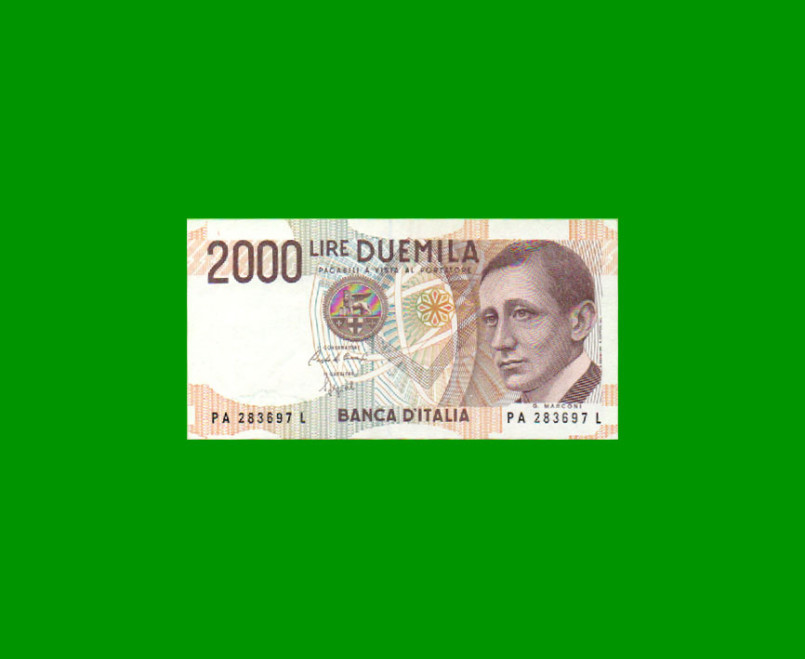 BILLETE DE ITALIA 2.000 LIRAS, PICK 115, AÑO 1990, ESTADO EXCELENTE.-