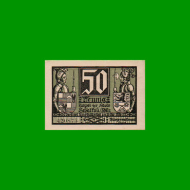 BILLETE DE ALEMANIA NOTGELD CIUDAD DE SCHALKAU 50 CENTAVOS, M. M. 1171.1, ESTADO SIN CIRCULAR.-