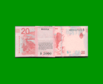 FAJO DE BILLETES PESOS 3er DISEÑO $20,00, BOT 5004, PICK NEW, AÑO 2019, ESTADO SIN CIRCULAR.- - Imagen 2