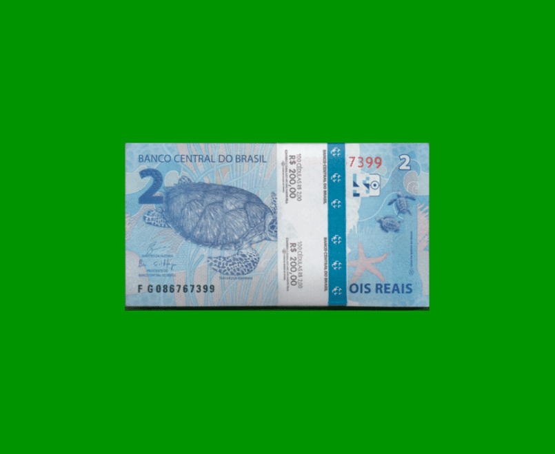 FAJO DE BILLETES DE BRASIL 2 REALES, PICK NEW, N° CAT 338, AÑO 2018, ESTADO SIN CIRCULAR.- - Imagen 2