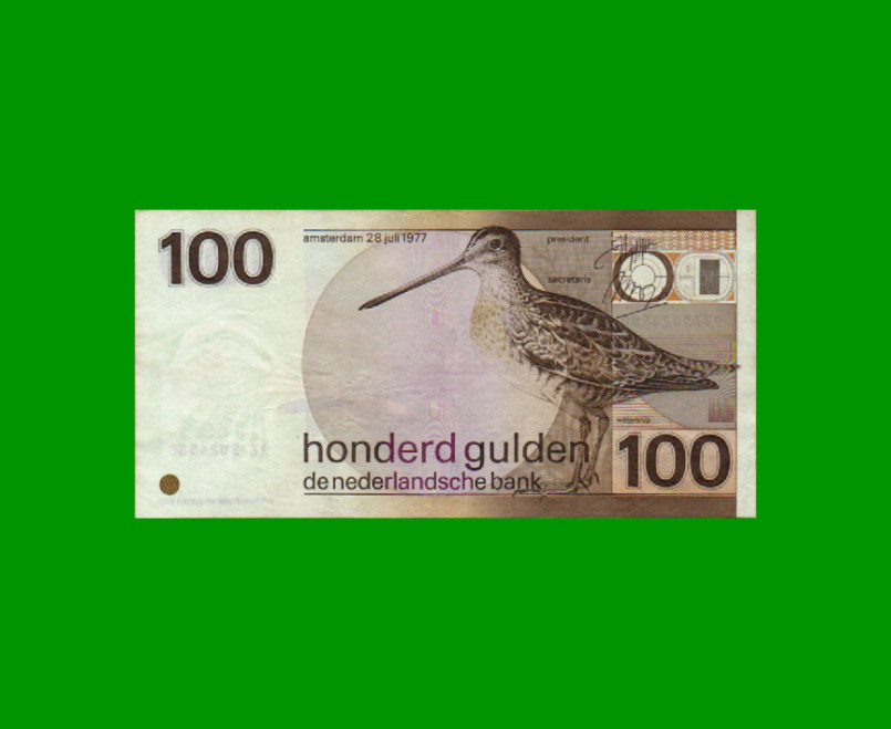 BILLETE DE HOLANDA 100 GULDEN, PICK 97, AÑO 1977, ESTADO EXCELENTE.- - Imagen 2