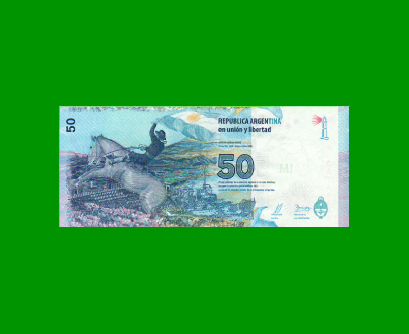 REPOSICION BILLETE CONVERTIBLE TERCER DISEÑO $ 50,00, BOT 4203, ESTADO SIN CIRCULAR.- - Imagen 2