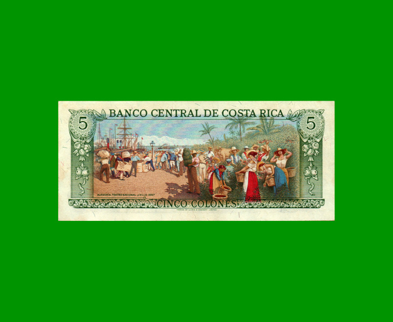 BILLETE DE COSTA RICA 5 COLONES, PICK 236d, AÑO 1981, ESTADO SIN CIRCULAR.- - Imagen 2