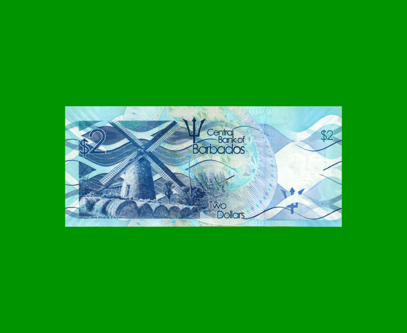 BILLETE DE BARBADOS 2 DOLARES, PICK 73, AÑO 2013, ESTADO SIN CIRCULAR.- - Imagen 2