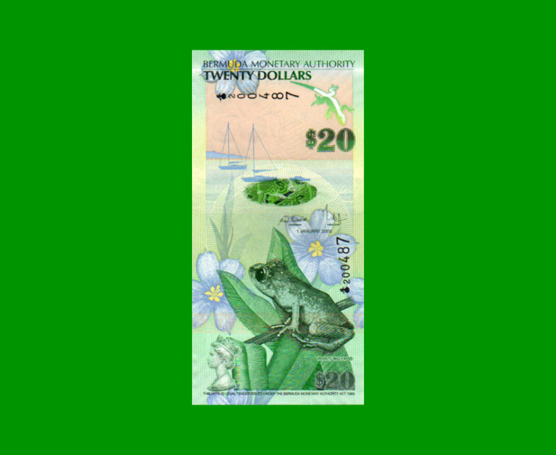 BILLETE DE BERMUDA 20 DOLARES, HIBRIDO, PICK 60, ESTADO SIN CIRCULAR.-