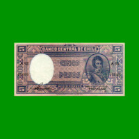 BILLETE DE CHILE $ 5,00, PICK 110, AÑO 1947/58, ESTADO EXCELENTE.-