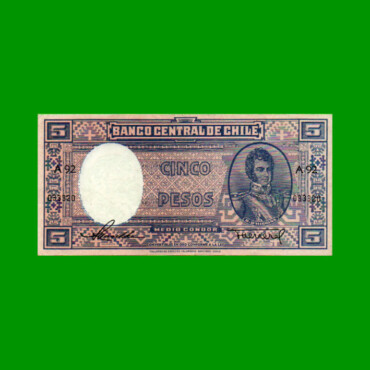 BILLETE DE CHILE $ 5,00, PICK 110, AÑO 1947/58, ESTADO EXCELENTE.-