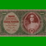 BILLETE DE AUSTRIA 50.000 CORONAS, PICK 80, AÑO 1922, ESTADO MUY BUENO+ .-
