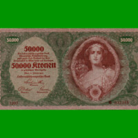 BILLETE DE AUSTRIA 50.000 CORONAS, PICK 80, AÑO 1922, ESTADO MUY BUENO+ .-