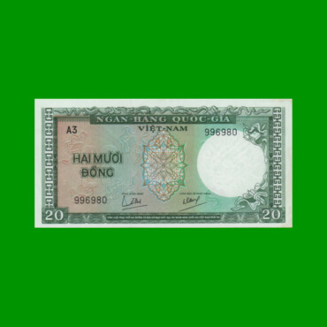 BILLETE DE VIETNAM DEL SUR 20 DONG, PICK 16, AÑO 1964, ESTADO SIN CIRCULAR.-