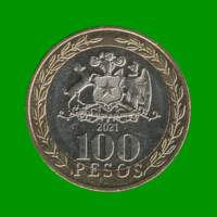 MONEDA DE CHILE 100 PESOS, BIMETALICA, AÑO 2021, ESTADO NUEVA.-