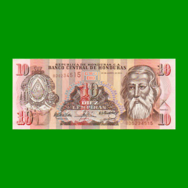 BILLETE DE HONDURAS 10 LEMPIRAS, PICK 86c, AÑO 2004, ESTADO SIN CIRCULAR.-