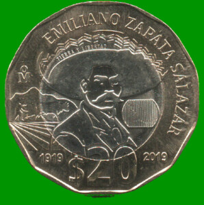 MONEDA DE MEXICO 20 PESOS, BIMETALICA, "ZAPATA", AÑO 2019, ESTADO NUEVA.-