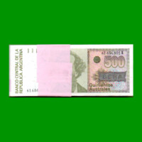 FAJO DE BILLETES AUSTRALES, 500 AUSTRALES, BOT 2851, PICK 328b, AÑO 1990, ESTADO SIN CIRCULAR.-