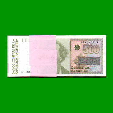 FAJO DE BILLETES AUSTRALES, 500 AUSTRALES, BOT 2851, PICK 328b, AÑO 1990, ESTADO SIN CIRCULAR.-