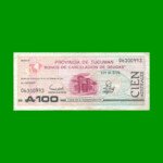 BONO DE TUCUMAN 100,00 AUSTRALES, EC 121, AÑO 1989, ESTADO MUY BUENO+.-