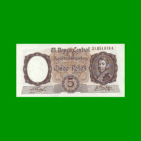 MONEDA NACIONAL $ 5,00, BOT 1921, AÑO 1960, ESTADO EXCELENTE.-