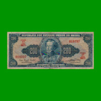 BILLETE DE BRASIL 200 CRUZEIROS, PICK 171a, AÑO 1961, ESTADO BUENO+ .-