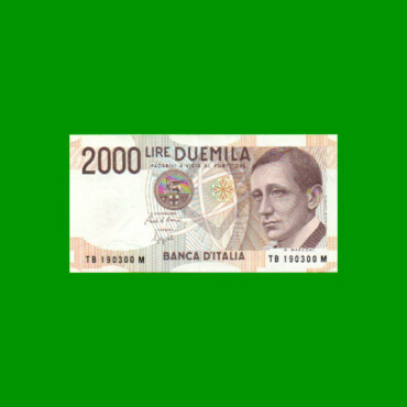 BILLETE DE ITALIA 2.000 LIRAS, PICK 115, AÑO 1990, ESTADO EXCELENTE+ .-