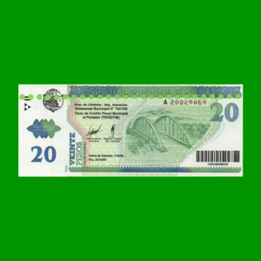 BONO MUNICIPALIDAD DE BELL VILLE $20,00, AÑO 2006/2007, ESTADO SIN CIRCULAR.-