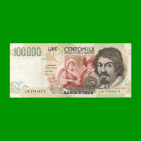 BILLETE DE ITALIA 100.000 LIRAS, PICK 117, AÑO 1994, ESTADO MUY BUENO+ .-
