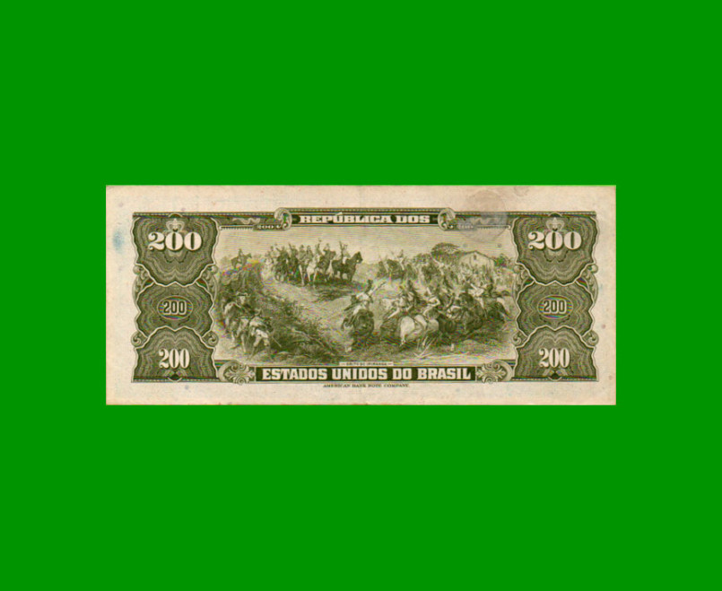 BILLETE DE BRASIL 200 CRUZEIROS, PICK 171b, AÑO 1964, ESTADO EXCELENTE.- - Imagen 2