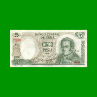 BILLETE DE CHILE $ 5,00, PICK 149a, AÑO 1975, ESTADO MUY BUENO.-