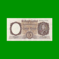 MONEDA NACIONAL $ 5,00, BOT 1923, AÑO 1960, ESTADO EXCELENTE+ .-