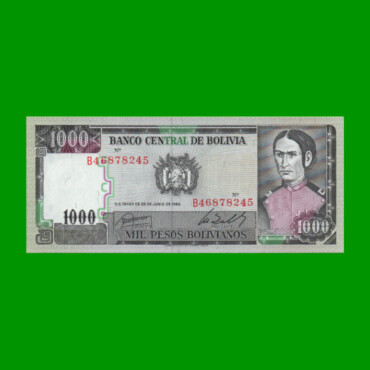 BILLETE DE BOLIVIA 1.000 PESOS BOLIVIANOS, PICK 167a, AÑO 1982, ESTADO SIN CIRCULAR.-