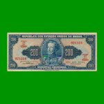 BILLETE DE BRASIL 200 CRUZEIROS, PICK 171b, AÑO 1964, ESTADO EXCELENTE.-