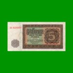 BILLETE DE ALEMANIA REPUBLICA DEMOCRATICA 5 MARCOS, PICK 11b, ESTADO MUY BUENO+ .-